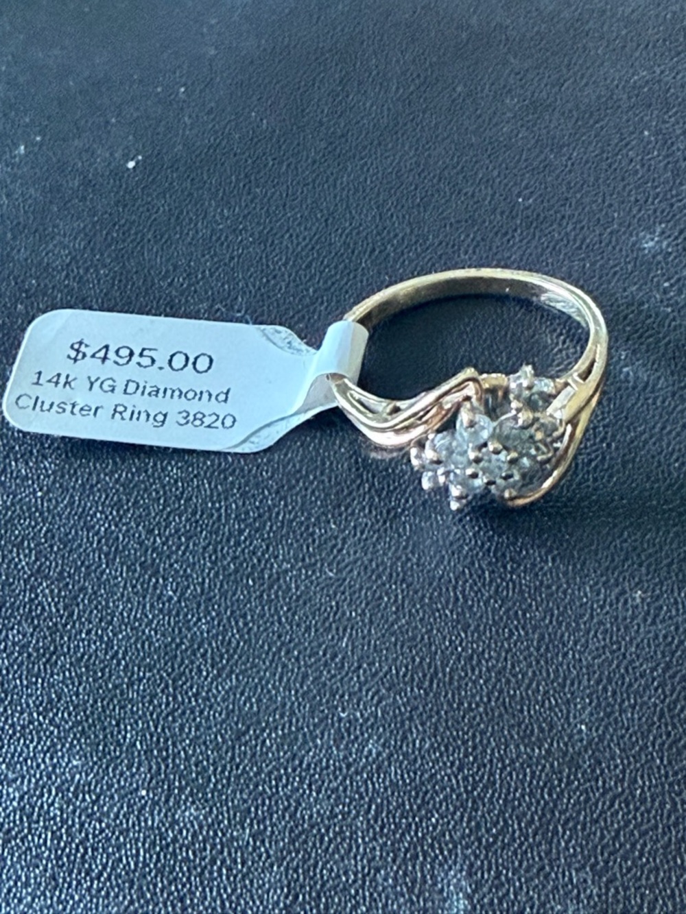 Gold Cluster Diamond Floral Ring - size 8